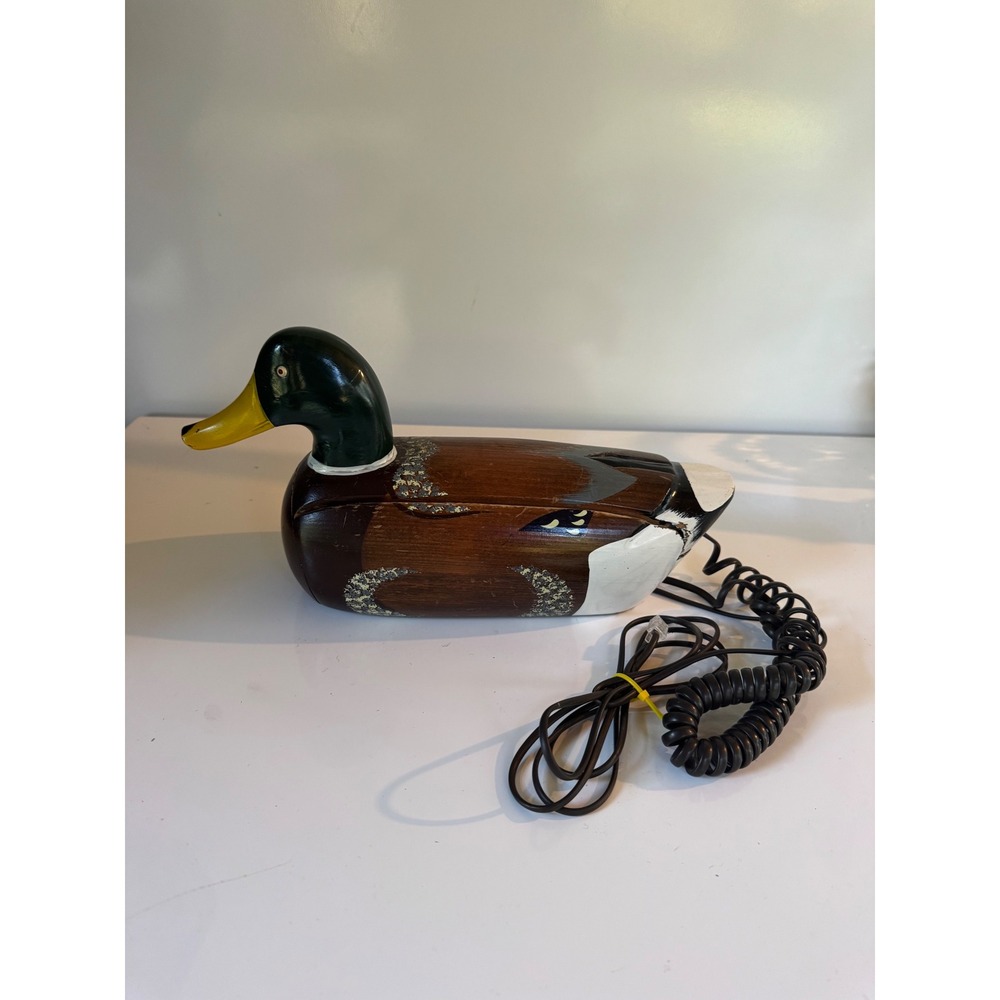 Vintage Wood Mallard Duck Decoy Telephone Jersey Shore Rare 80s 90s GTE Working